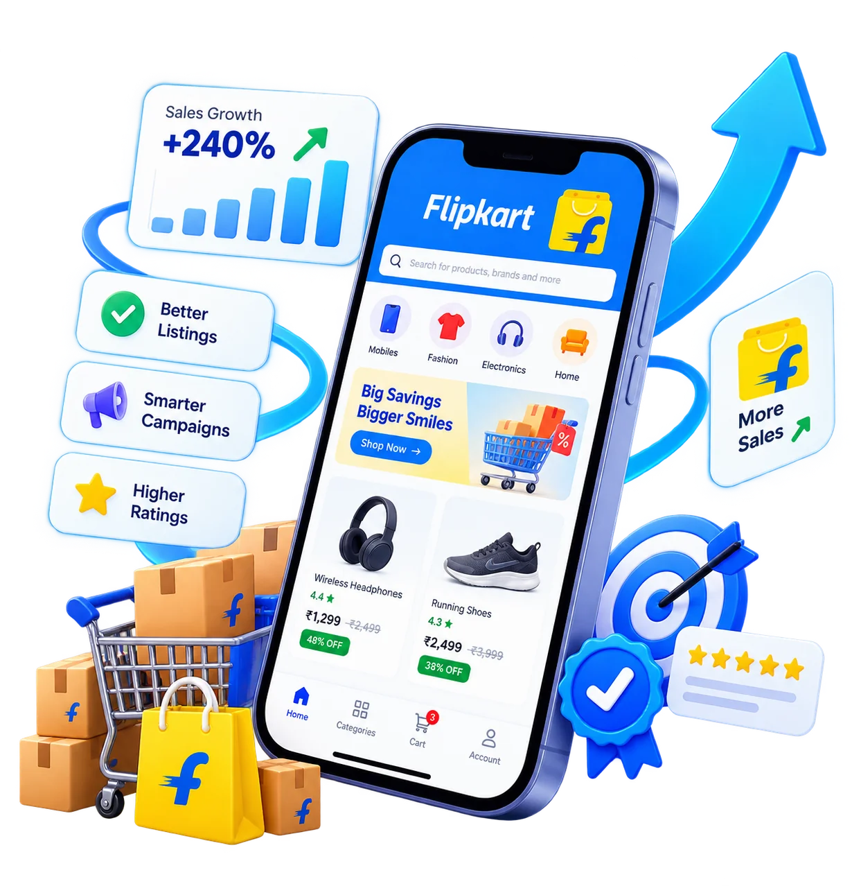 Flipkart seller storefront and catalogue illustration